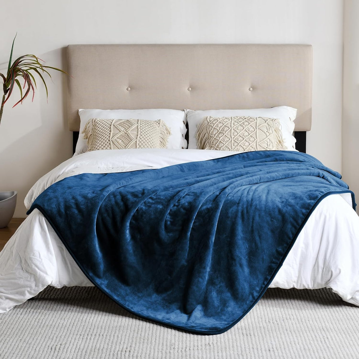 Soft Waterproof Blanket for Bed Couch Sofa - 50x60 inches / Navy Blue - image 3