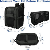 Apollo Walker Cat Backpack Carrier, Support Frame - Black / Large-Expandable