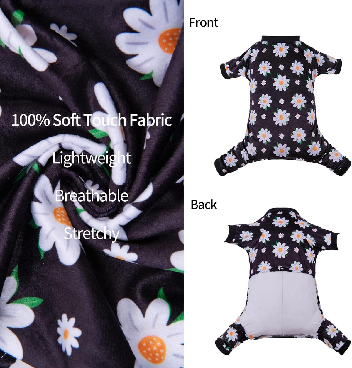 CuteBone Small Dogs Outfit Soft Puppy Onesies Pjs Christmas Dog - Daisy / X-Small - image 3