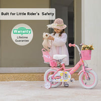 Glerc Maggie Girls Bike, 12-20 Inch Kids Bike for 2-13 Years Old Children, Princess Style Kids - Pink & White / 12 Inch - image 4