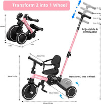 Glaf white toddler tricycle with parent push handle - view 13