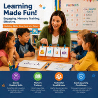 Alened phonics flash cards with CVC word builder panel, rings and picture cards - view 9