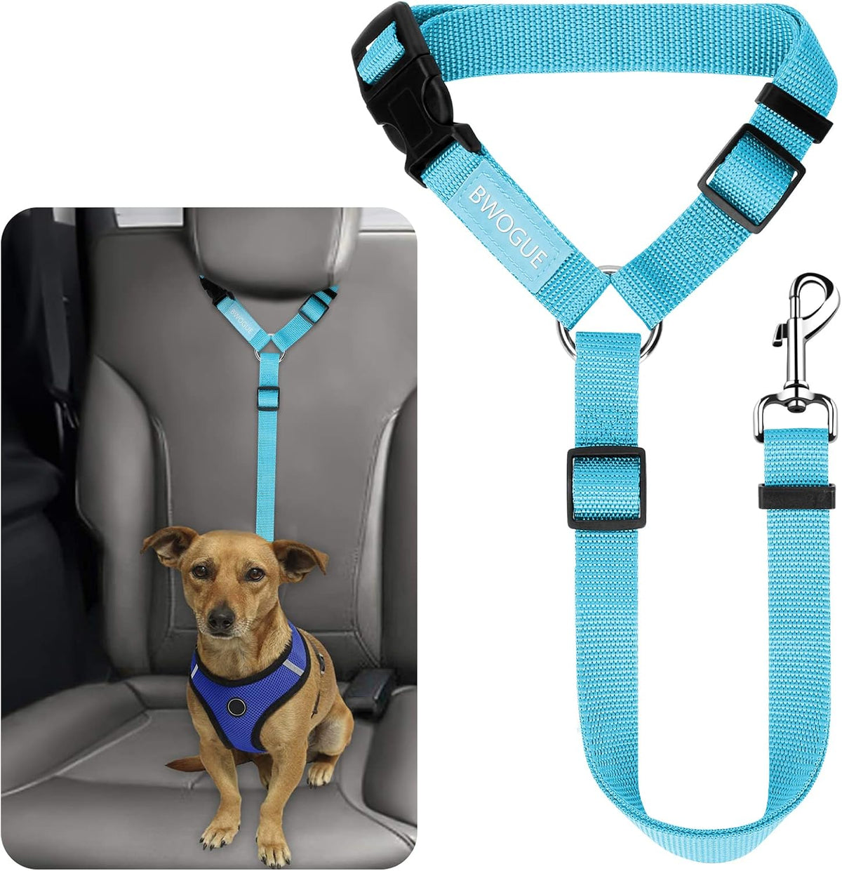 Dog Seat Belt for Car, Headrest Restraint Safety Lead, Dogs Cats – Essentials for Dogs - Blue / Not elastic