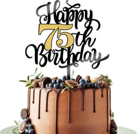Happy 75th Birthday Cake Topper, 75th Birthday Cake Decorations – Fun for Kids & Family - Acrylic 75