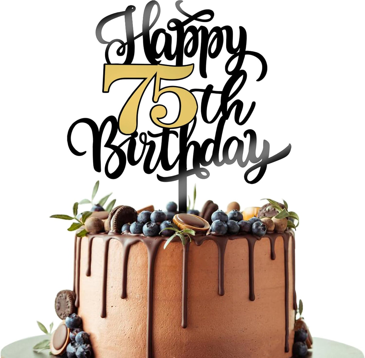 Happy 75th Birthday Cake Topper, 75th Birthday Cake Decorations – Fun for Kids & Family - Acrylic 75