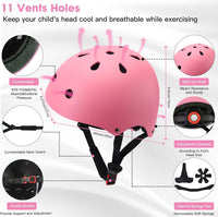 Toddler Kids Bike Helmet Set with Knee Elbow Pads - Pink / Medium: 21.7"-22.8"/55-58cm - image 3