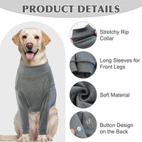 IDOMIK Dog Recovery Suit, Dog Surgery Recovery Suit Front Legs, Comfy Joint Leg Sleeves After Surgery, Elbow Braces Protector for Leg Injuries & Joint Pain, Cone Collar Alternatives,Grey,M