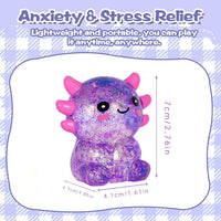 Ropuptl sitting axolotl squishy toy in purple, slow rising soft fidget - view 14