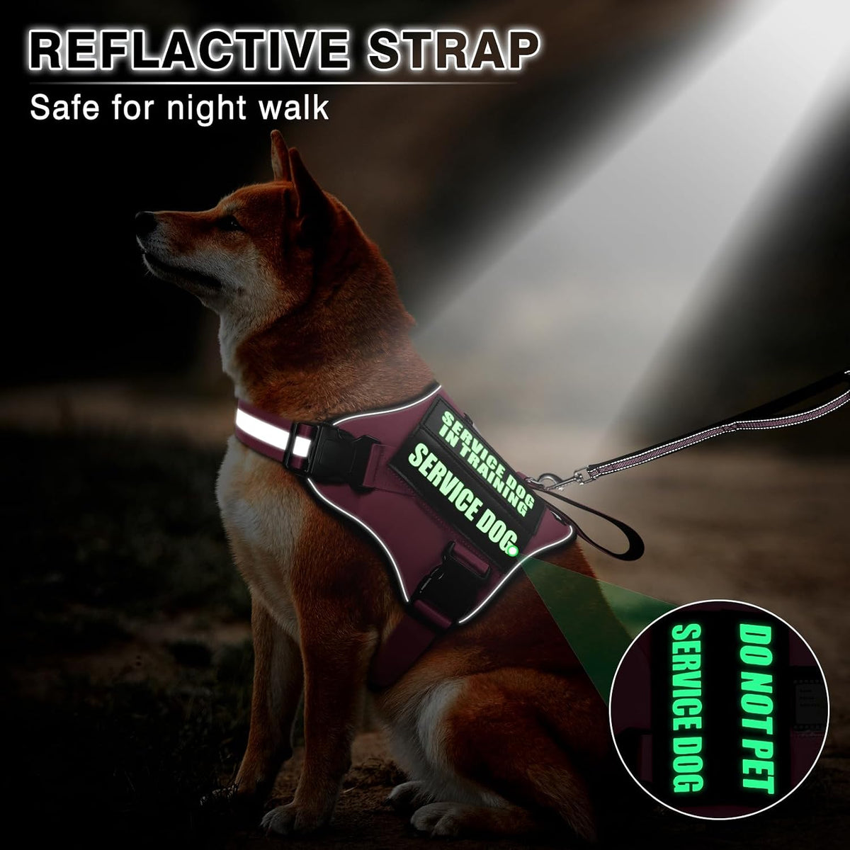 Service Dog Vest Harness and Leash Set+10 Patches - Medium / Pink - image 4