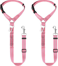 BWOGUE 2 Piece Dog Seat Belt for Car with Elastic Bungee Buffer Safety Seatbelt Car Headrest Restraint Wear Adjustable Metal Buckle Harness in Vehicle Travel for Pet