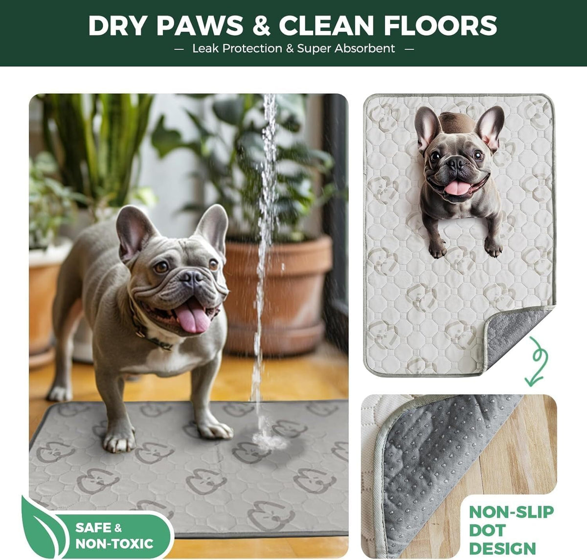FXW Washable Pee Pads for Dogs, Super Absorbent - 31" Hexagon / 2 Packs - image 4