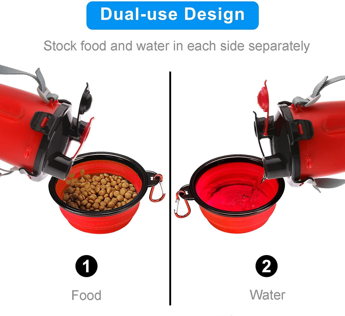Dog Travel Water Bottle Collapsible Bowls - Red - image 3
