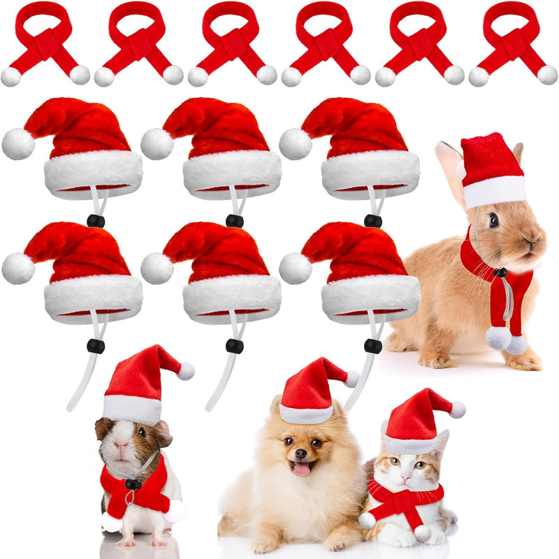 Weewooday 12 Pcs Mini Christmas Santa Hat Scarf Set - Classic Style / Medium