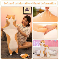 Long Cat Plush Pillow Soft Cat Hugging Pillow Stuffed Animal Pillow - Yellow / 59.05 inches - image 3