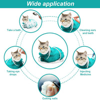 Cat Bathing Bag Anti Scratch Grooming Shower Washing Bag for Nail - White-Green - image 4