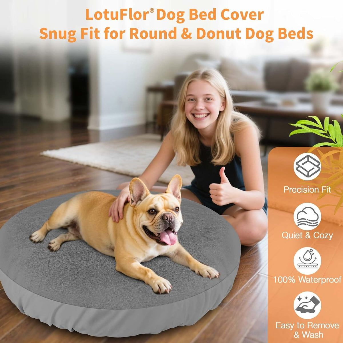 Dog Bed Covers Replacement Washable Waterproof Round Bed Protector - 30 in - image 3