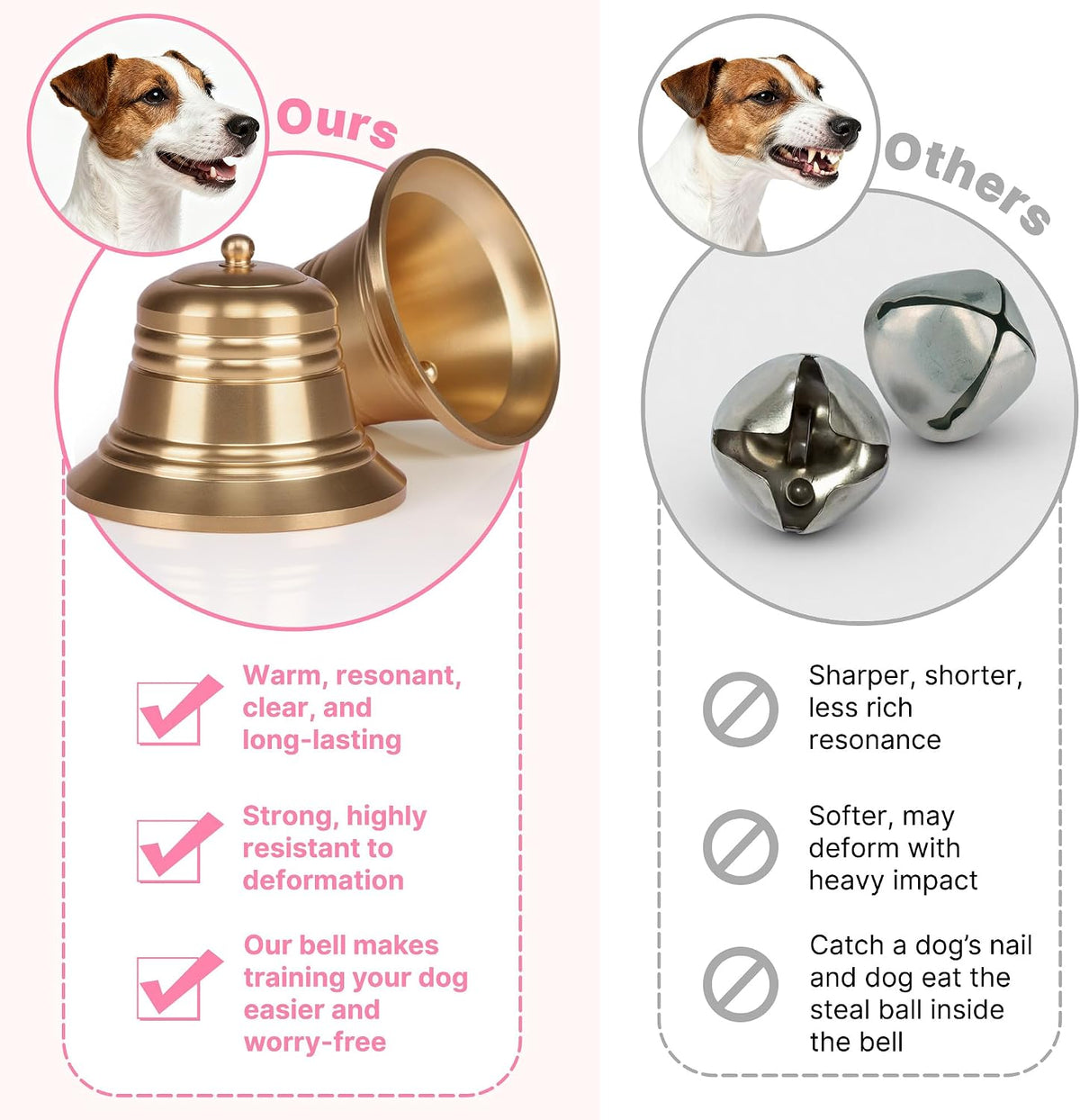 Leather Dog Door Bells for Potty Training - One Dog Bell / Pink/Leather - image 4