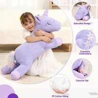 32inch Cute Giant Pink Unicorn Plush, Jumbo Soft Body Pillow Pet - 32inch Purple Unicorn / 32 inch - image 3