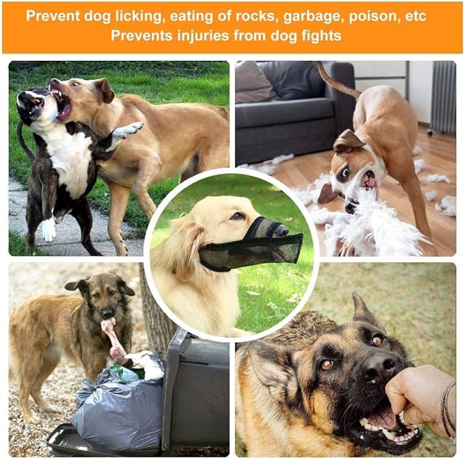 Crazy Felix Nylon Dog Muzzle for Small Medium Large Dogs Poodle Labrador Golden Retriever Doberman, Air Mesh Breathable and Drinkable Pet Muzzle for Anti-Biting Chewing Scavenging(Black,XL)