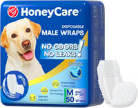 HONEY CARE All-Absorb A26 Male Dog Wrap - 1 / Medium -50 Count ( Pack of 1)