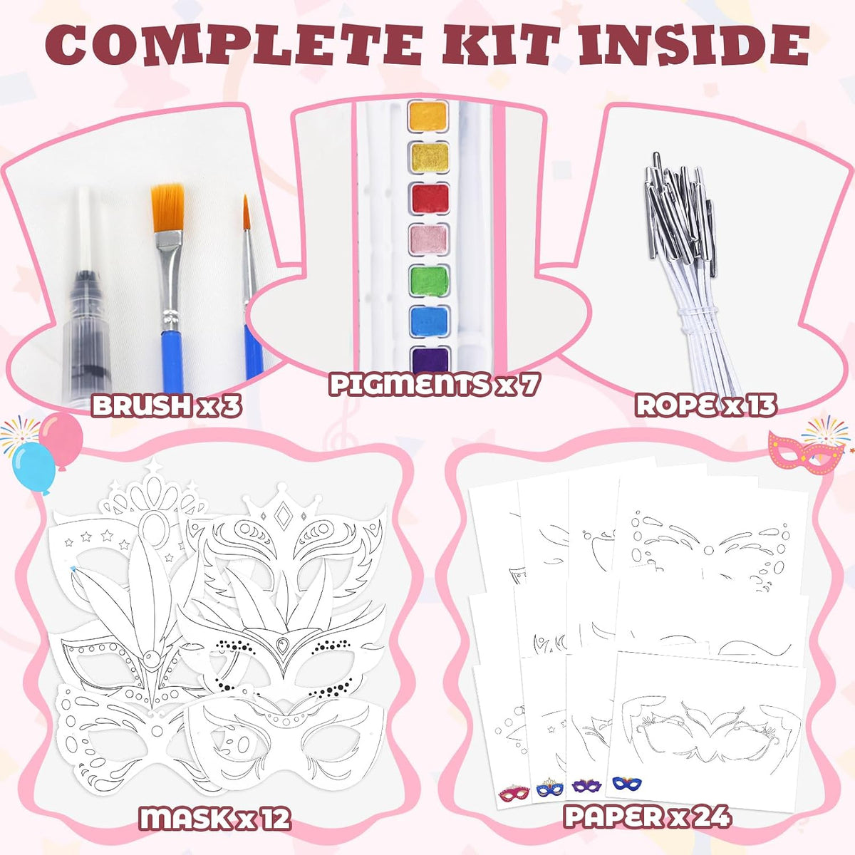 CHICAUP Paint with Water Coloring Books for Kids - Princess Mask Pink - image 2