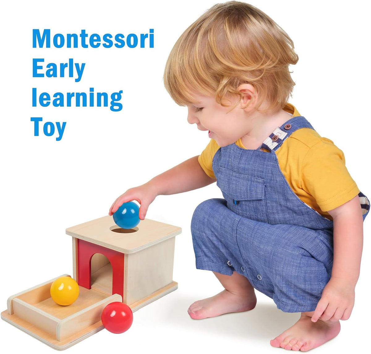 Adena Montessori Object Permanence Box with Tray Three Balls - Primary Colors - image 3