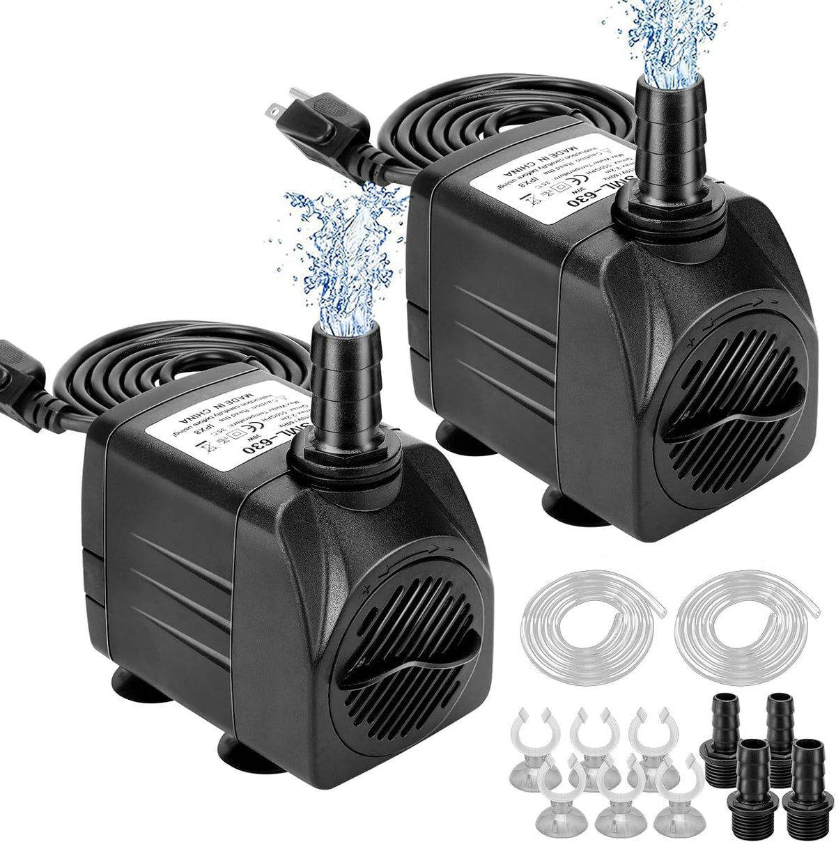GROWNEER 550GPH Submersible Pump 30W Ultra Quiet Fountain Water Pump - 2 / 8.2x5.7in