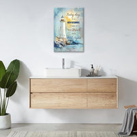 Ocean Lighthouse Pictures Wall Art, Coastal Nautical Bathroom Wall Decor Every Day is a New Beginning Motivational Quote Framed Painting Canvas Artwork for Bedroom Living Room Decorations 24"L x 16"W