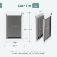 Baboni Dog Door for Door, 3-Flap, Durable Plastic Frame - White / Large / Metal Frame - image 3