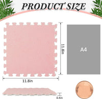 Amylove 18 Pcs Plush Foam Interlocking Carpet Tiles, Beige, Pink - Beige, Light Pink, Mauve - image 2