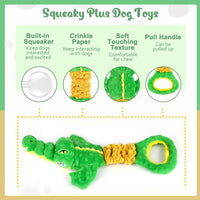 Dog Toys 3-Pack Cute Duck Shapes Puppy Toys No-Stuffing Squeaky - Green01 / Alligator - image 2