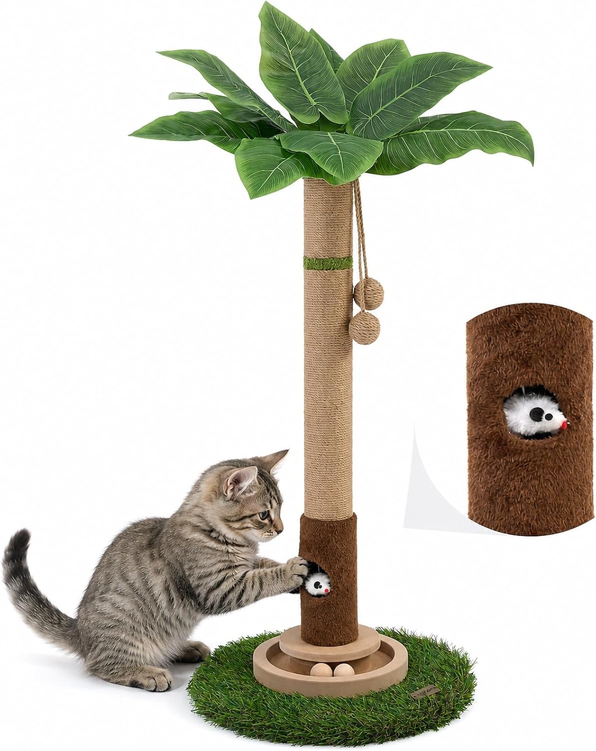 Tall Cat Scratching Post, Cat Toys - Green - image 4