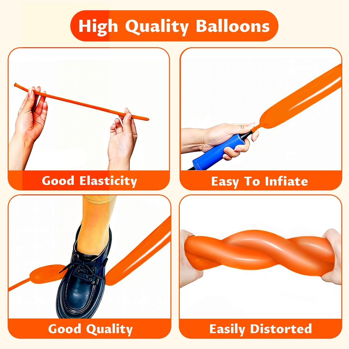 260 Clear Long Balloons for Animals - Orange - image 4