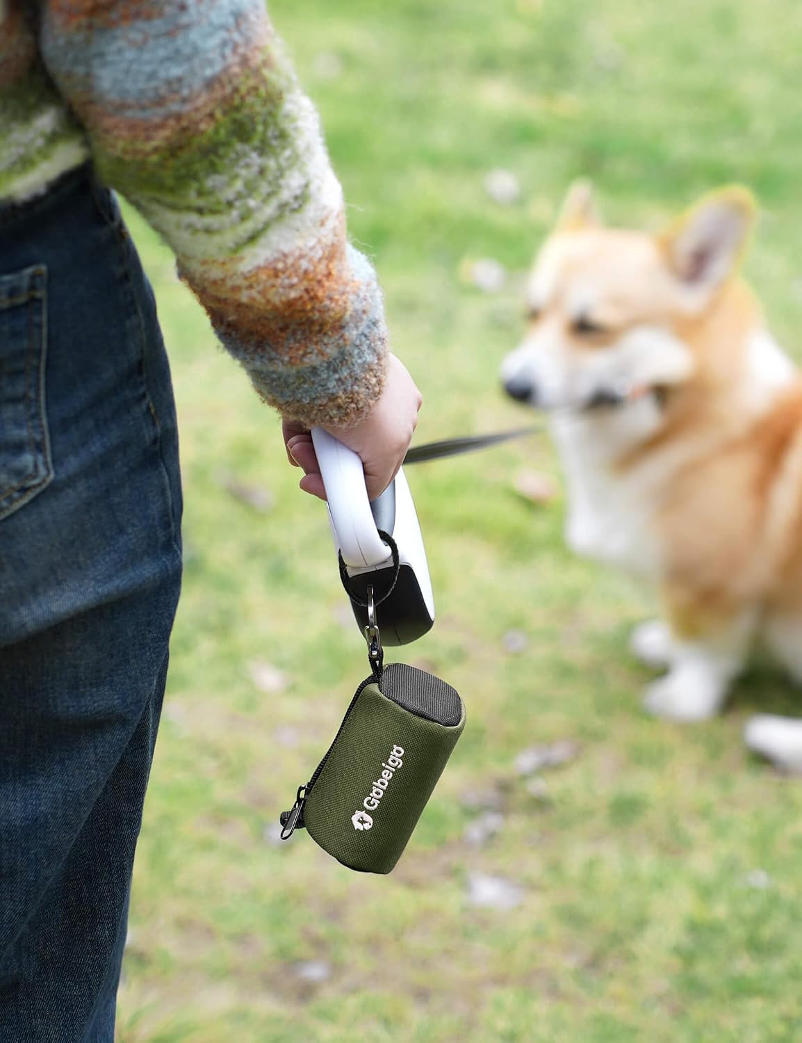 Gobeigo Dog Poop Bag Holder with Used Bag Carrier – Essentials for Dogs - Army Green - image 2