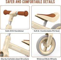Bobike Toddler Balance Bike Toys for 1 to 4 Year Old Girls Boys - BEIGE - image 3