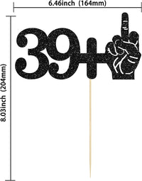Ephlyn 1Pc 49+1 Black Glitter Cake Topper 50th Birthday Party Cake - 40th-1Pcs / Black - image 2