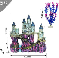 Aquarium Castle Decor, Resin Castle for Fish Tank with Randomly Color Plants Decorations - 【purple】 - image 3