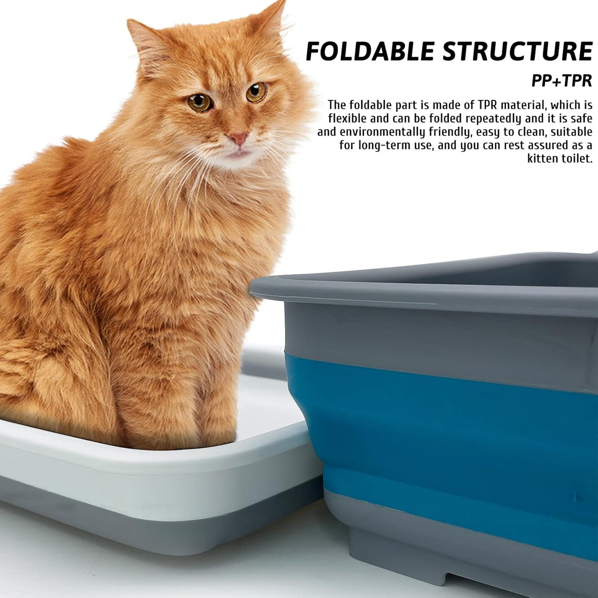 Fhiny Open Cat Litter Box - Blue-S / 1PCS - image 4