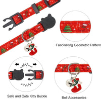 Halloween Cat Collar, Cotton 2 Pack Cat Collar with Bells - Christmas / 7-11'' - image 4