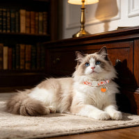 ARING PET 2 Pack Cat Collar-Cute Cotton Cat Collar Breakaway - Fall White & Orange - image 4