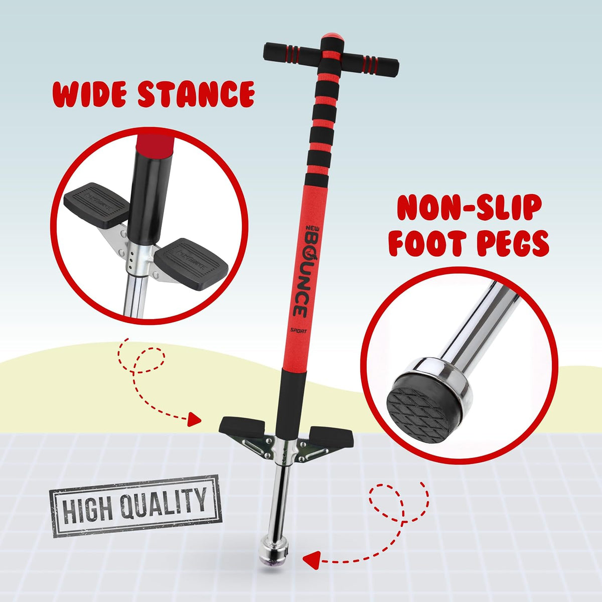 New Bounce Pogo Stick for Kids - Black & Red - image 2
