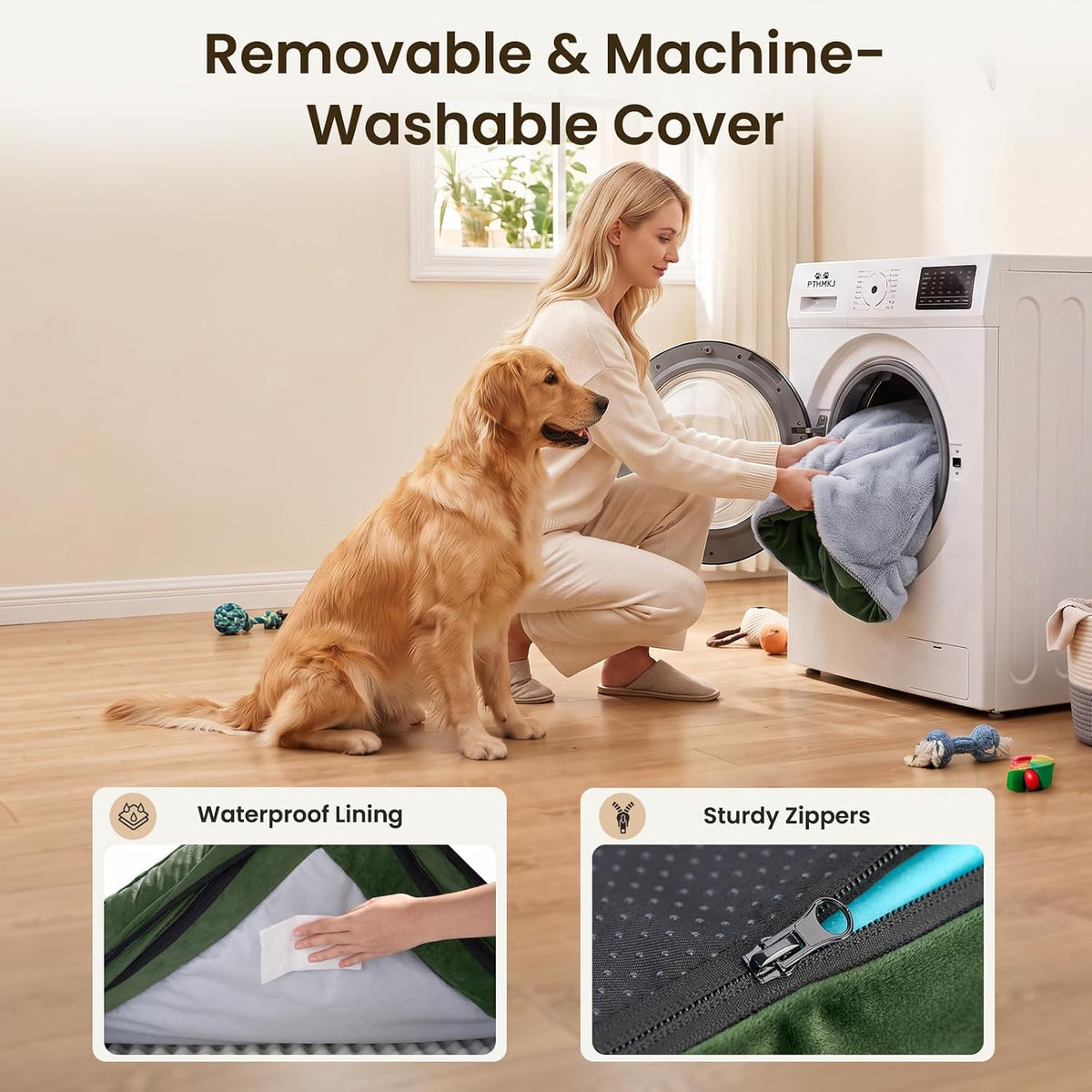 Orthopedic Dog Bed Medium Size Dog, Memory Foam Dog Bed Couch - Green / 44.0" L x 31.5" W x 7.5" Th - image 2