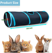Cat Tunnel Tube Toys，Tunnels for Indoor Cats - 2 Way Black Blue - image 3