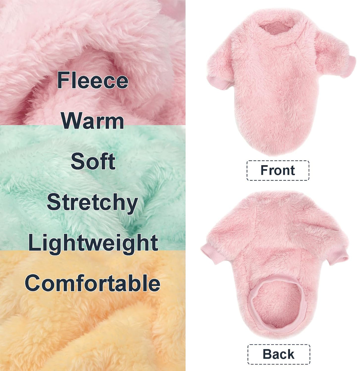 3 Pack Dog Sweaters, Dog Clothes for Small Dogs Girl Boy – Essentials for Dogs - X-Large / Lt Pink+Lt Green+Lt Yellow - image 3
