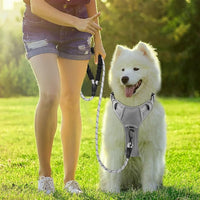 BARKBAY Dog Harness No Pull with ID Tag Pocket - Heavy Duty, Reflective, Easy Control for Large Dogs(Grey,XL)