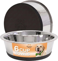 Neater Pet Brands Stainless Steel Dog Bowls with Non-Slip Rubber - 6 Cup (Set of 2) / Black - image 2