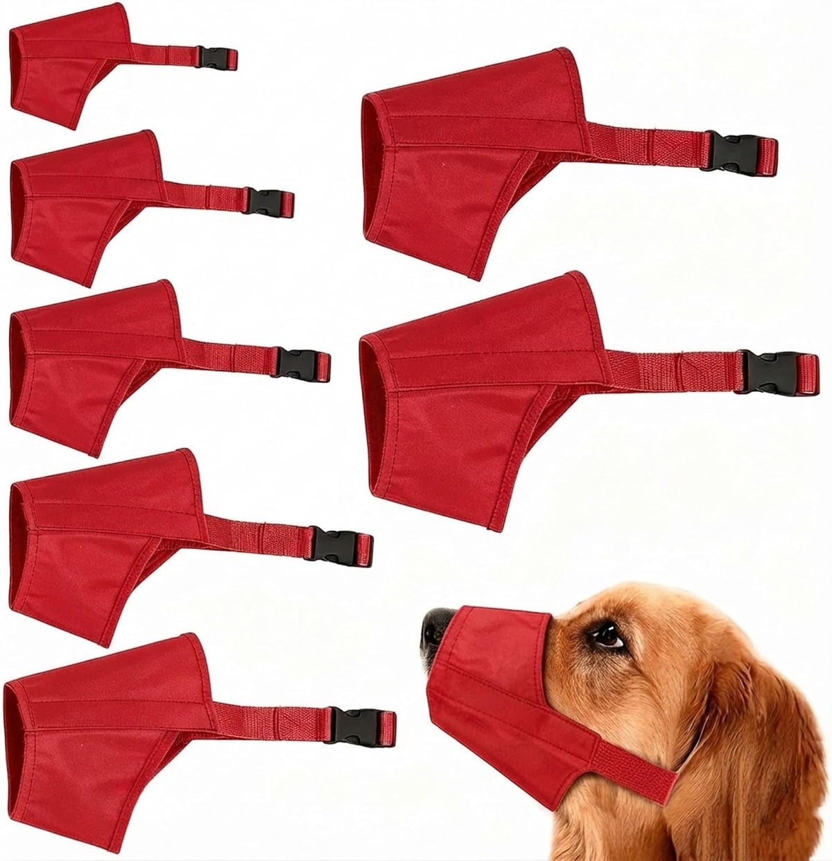 7 Sizes Oxford Dog Muzzle Set - Red