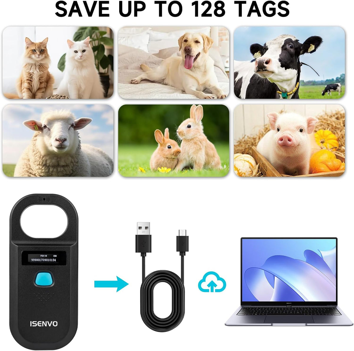Pet Microchip Scanner, 15 Digit Pet Chip Scanner, Rechargeable – Essentials for Dogs - 190A (Pack of 3) - image 3