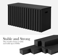 UEV Storage Bench,39.4" Wood Box, Storage Trunk with 2 Safety Hinges, Ottoman Storage Chest, Fluted Storage Bench for Bedroom, Entryway, Living Room(Black)