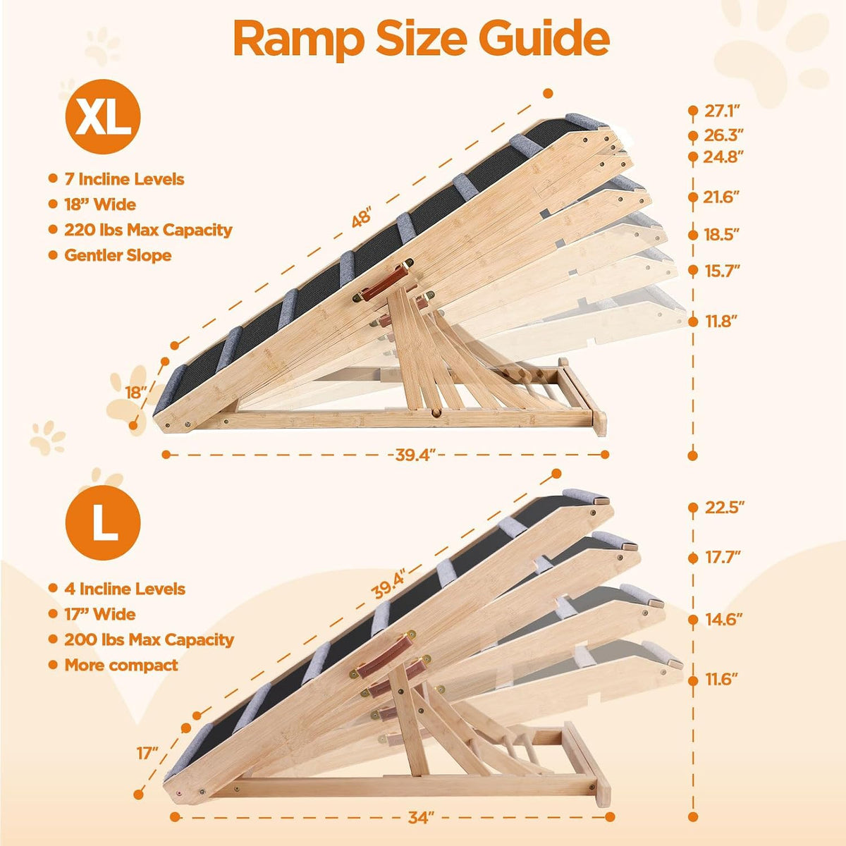 Dog Ramp for Bed, Extra Wide 17’’ - Black / Extra Large - image 2